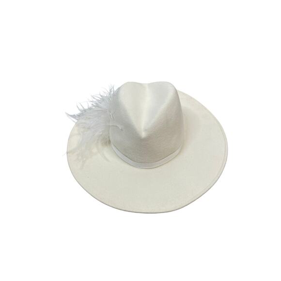 Gigi Burris Jeanne Ostrich Feather Fedora Hat Western Bridal Derby Old Money - Picture 3 of 9